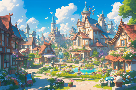 童话公园的建筑背景图片