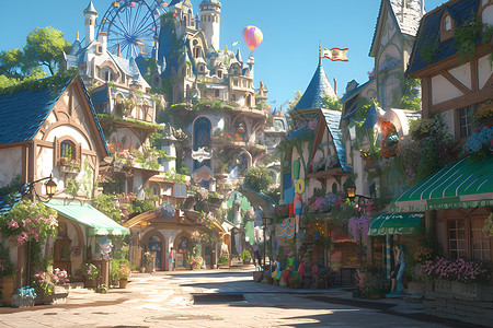 童话公园的街道背景图片