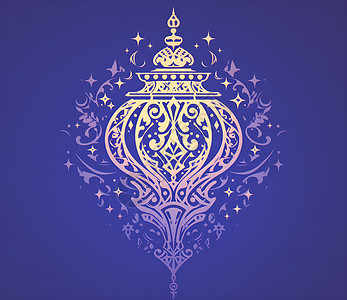 灯笼形状紫色的开斋节灯笼插画
