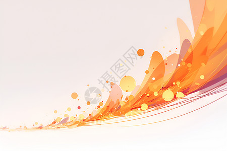 橙色渐变对号水波涟漪中的色彩插画