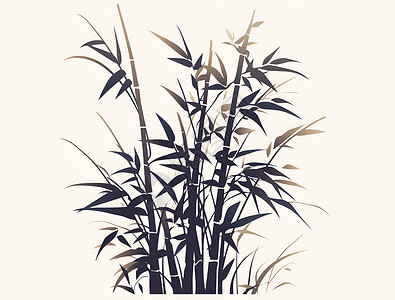 黑白的竹子插画背景图片