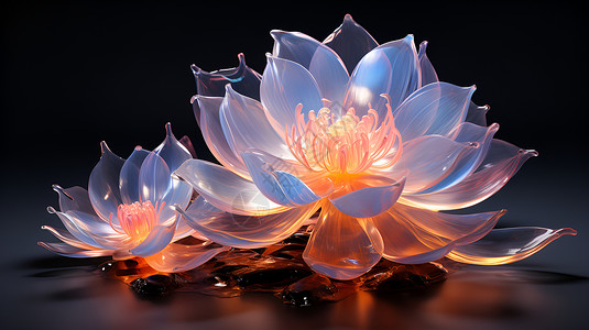 透明蓝色莲花背景图片