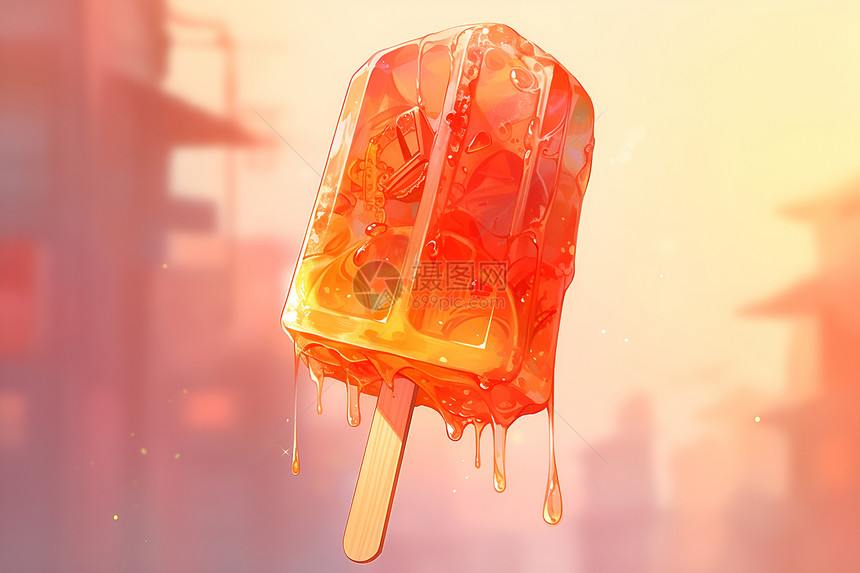 橙色玻璃冰棒图片