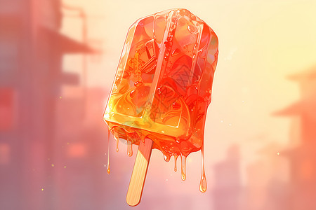 橙色冰棒橙色玻璃冰棒插画