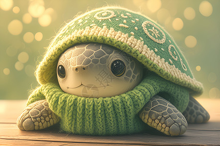 龟形一只毛绒玩具龟插画