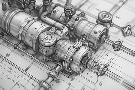 射频连接器机械美学中的创作插画