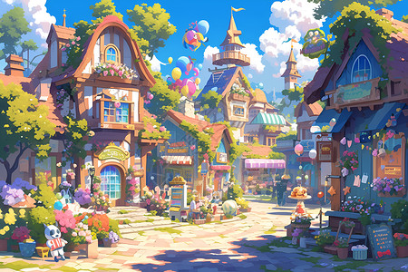 奇幻童话小镇背景图片