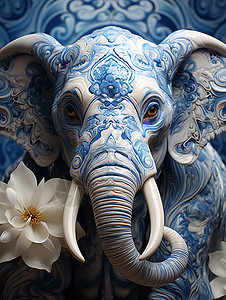 蓝白大象背景图片