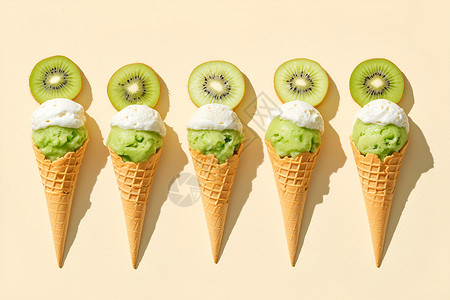 猕猴桃味的冰淇淋背景图片