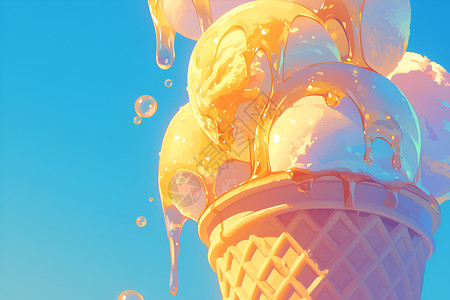 冰淇凌融化为糖浆背景图片