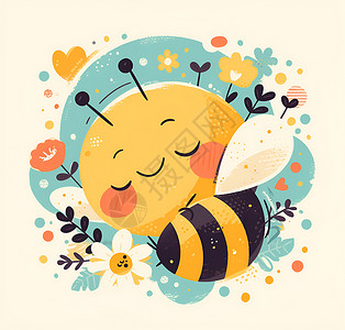 蜜蜂微笑的面孔插画