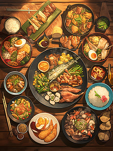 中式美食盛宴背景图片