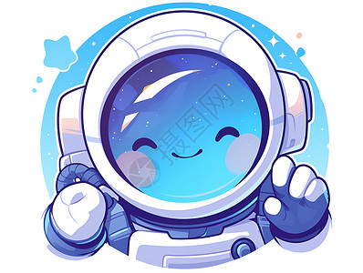 人姿势微笑的太空人插画