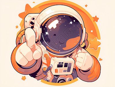 起跑姿势开心的宇航员插画