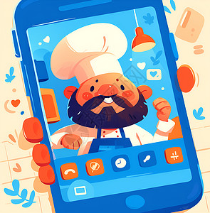 卡通厨师手机屏幕背景图片