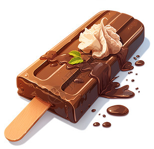 巧克力冰棒上的奶油高清图片