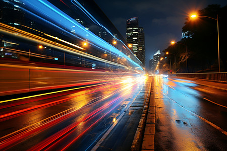 夜幕下的都市公路背景图片