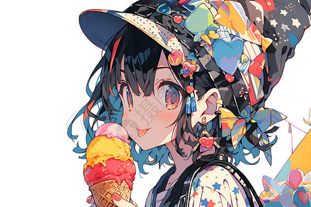 吃冰淇淋的小女孩背景图片