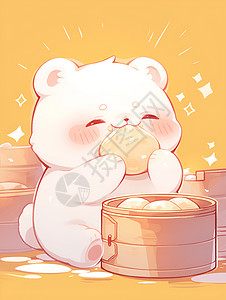 吃糕点的可爱小熊背景图片