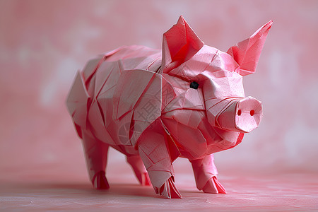 粉色纸折猪背景图片