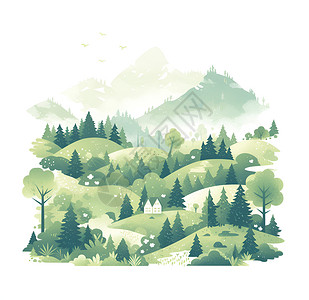 绿色森林简约插画背景图片