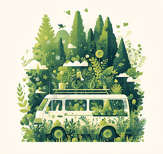 绿色环保车之旅背景图片