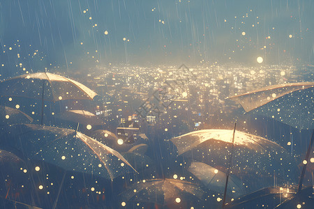雨中城市雨中幻境插画