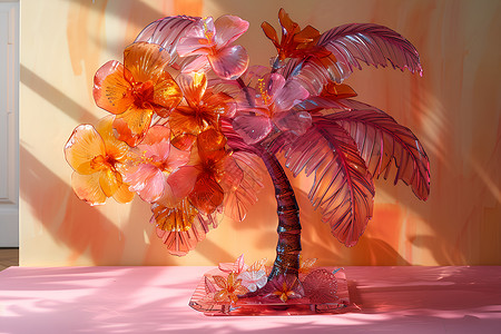 梦幻玻璃棕榈背景图片