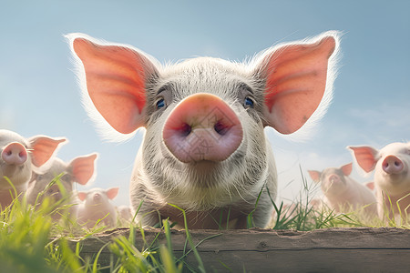 大耳朵的猪猪插画