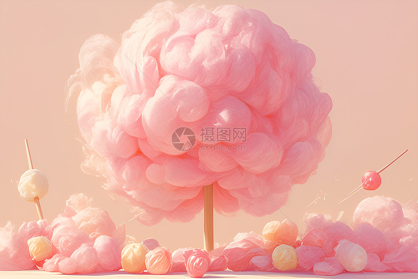 甜蜜的粉色棉花糖图片