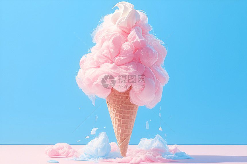 粉色棉花糖冰淇淋图片