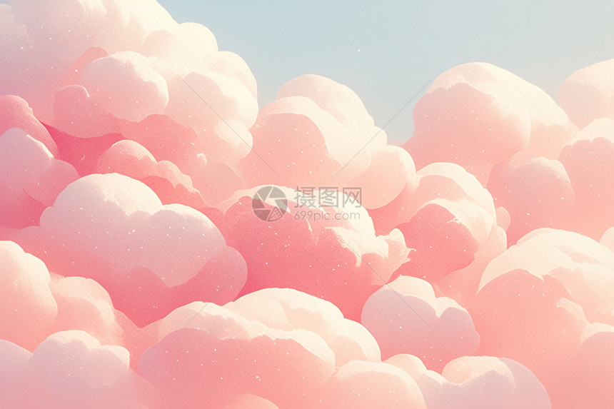 粉红色的棉花糖云朵图片