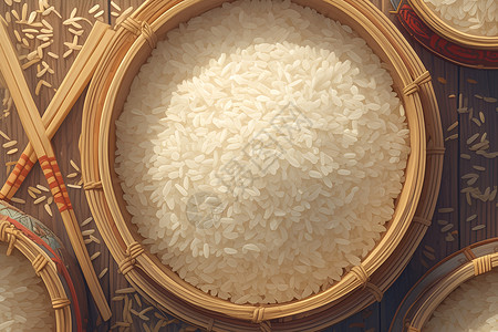谷物碗一碗大米插画