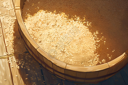 谷物碗筐子内的大米插画