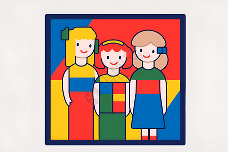 家庭三人组的时尚画像背景图片