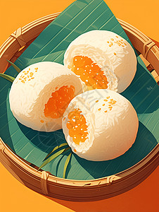 豆沙裱花端午节美食豆沙蒸米糕插画