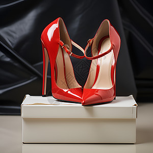 一双红色高跟鞋背景图片