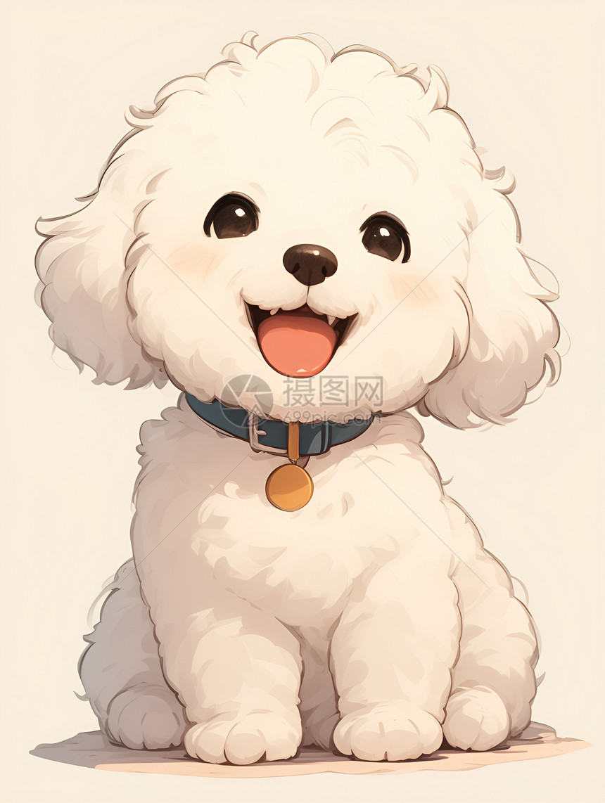 甜美微笑的小白狗图片