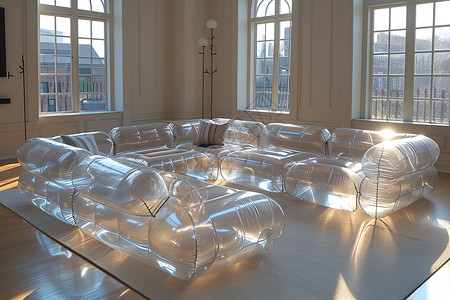 家具座椅膨胀的透明家具设计图片