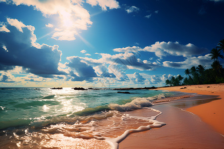 梦幻的海滩背景图片