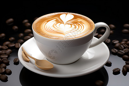 豆筋咖啡的心形图案背景