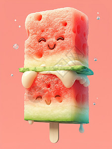 美味的西瓜冰淇淋背景图片