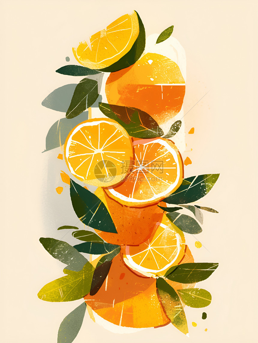 橙子的插图图片