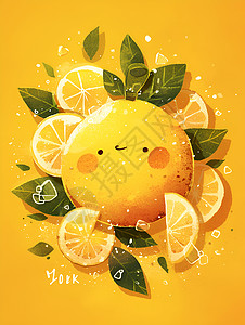 橙子表情水果迷人橙子插画