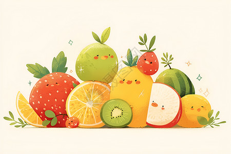 水果插图背景图片