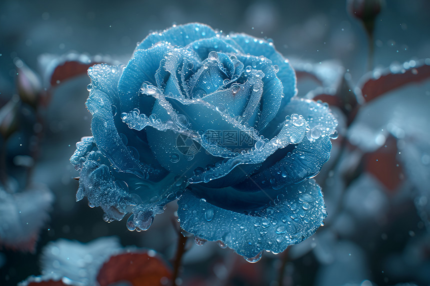 户外的冰冻玫瑰花卉图片