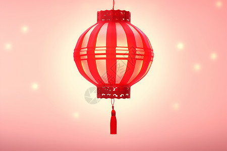 中式灯具星光里的红灯笼插画