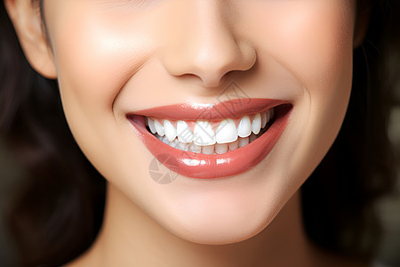 女子洁白健康的牙齿高清图片
