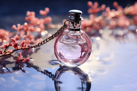 粉色瓶子瓶子中芬香的香水背景