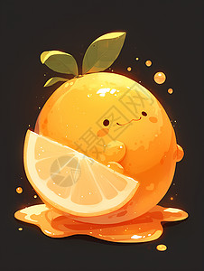 橙子表情水果可爱的卡通橙子插画